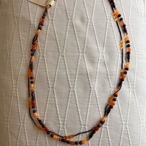 Anchor Blue Brown and Orange Beaded Necklace